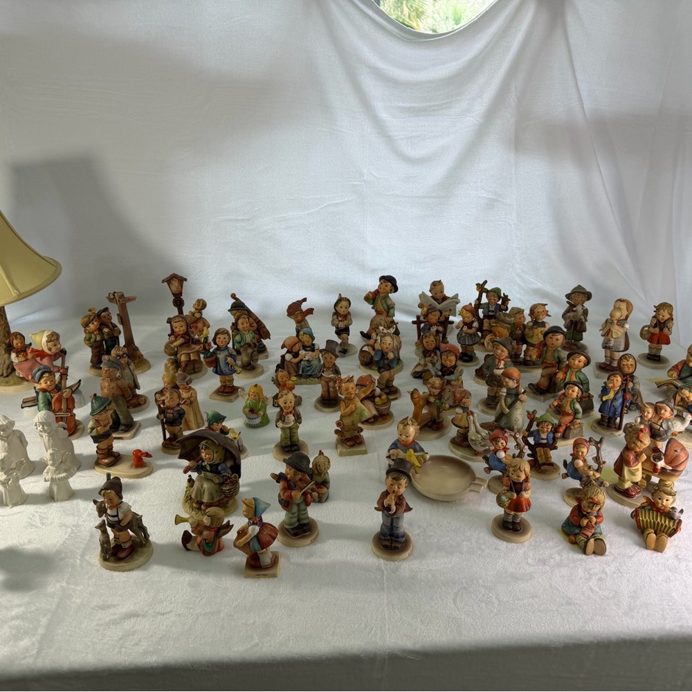 Hummel Ceramic Figurine Lot in Tan, Brown, Cream with Green & Blue Accents